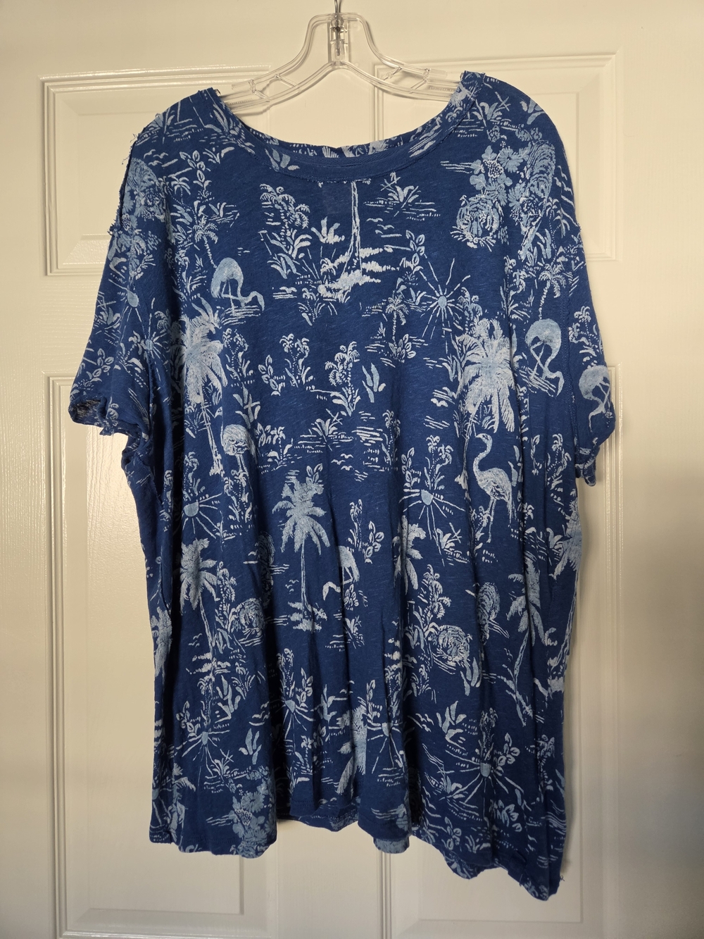 We The Free Blue Short Sleeve Tropical Print Tee